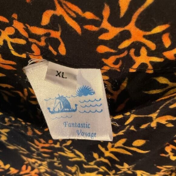 Fantastic Voyage Black & Orange Sleeveless Floral Sundress Womens XL 100% Rayon - Picture 5 of 10